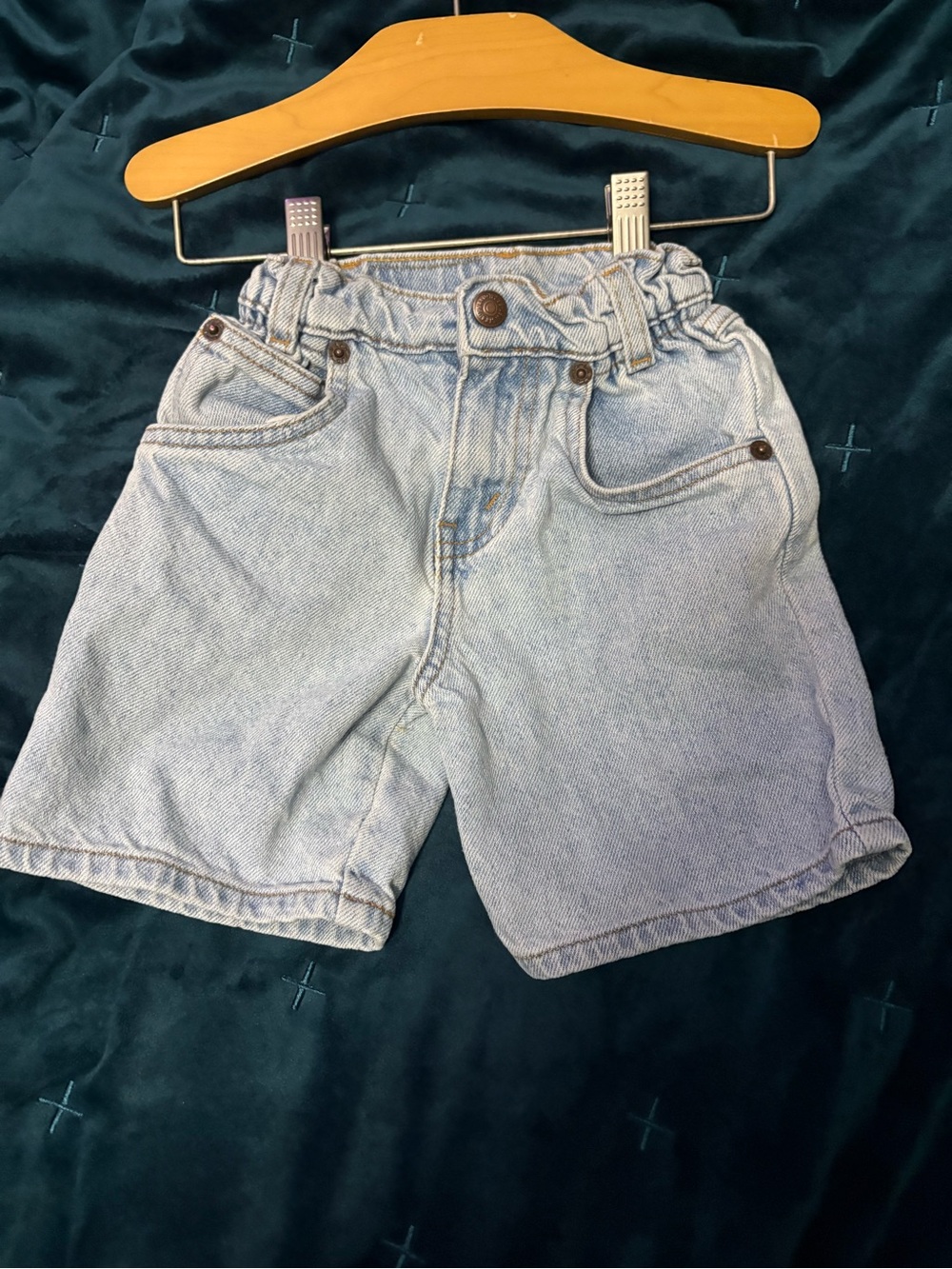 Light Blue Denim Kids Shorts with Elastic Waist